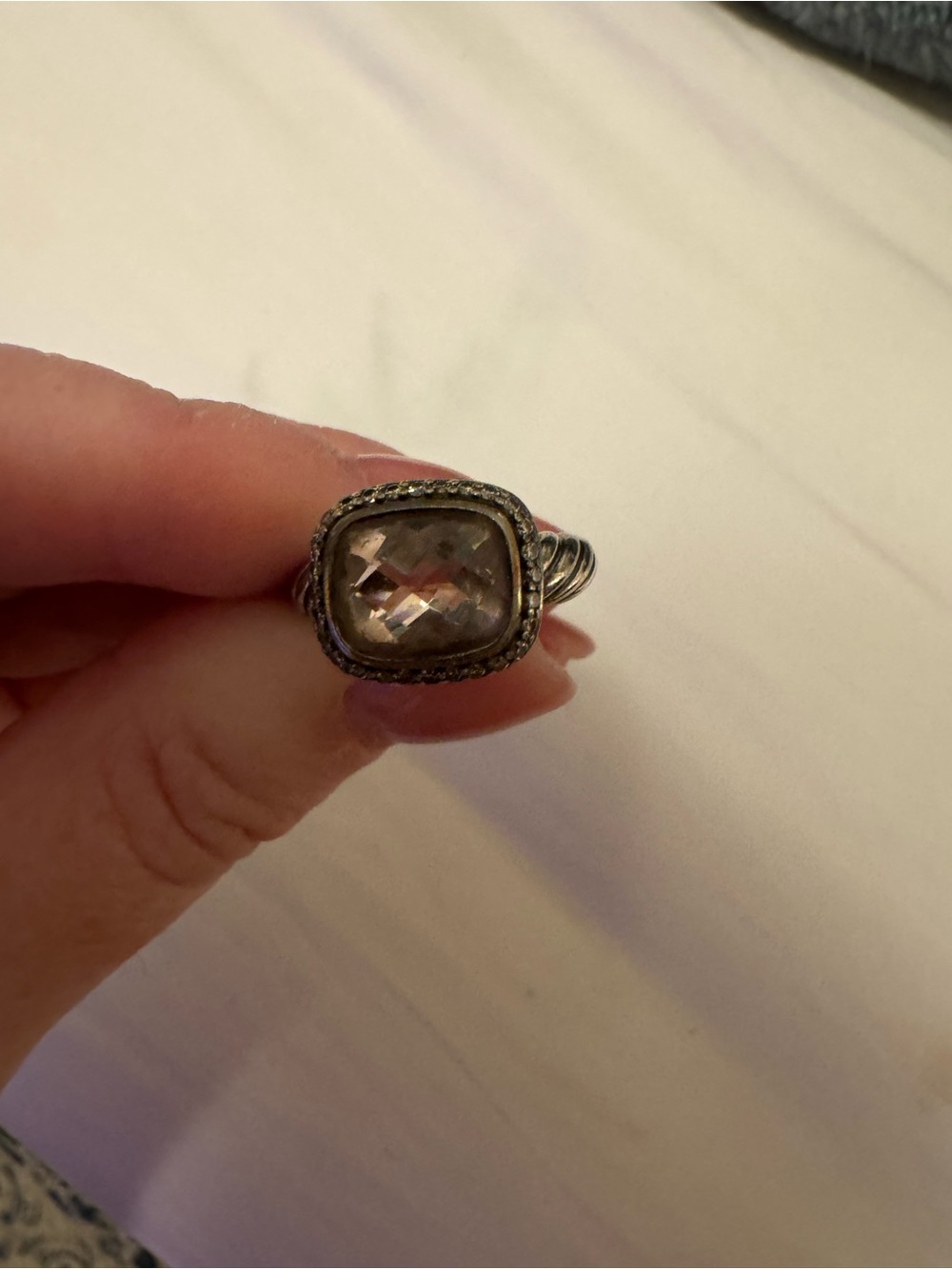 David Yurman Morganite and diamond ring